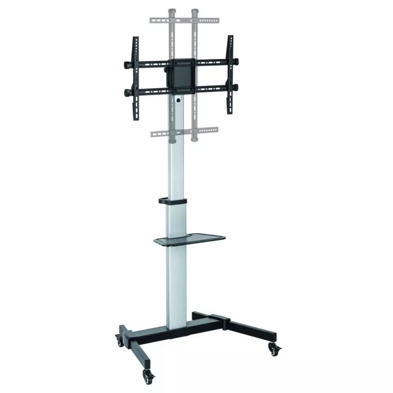 Suporte de chão com carrinho Techly para TV LCD/LED 37-86 polegadas, 200 x 200 mm, 600 x 400 mm, -10 - 5°, 180°, alumínio, plástico, aço, preto, cinzento