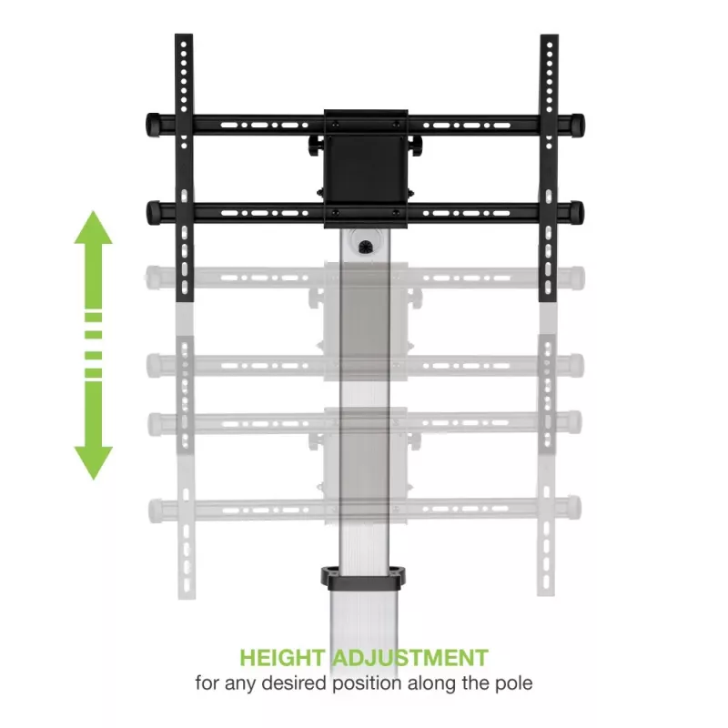 Suporte de chão com carrinho Techly para TV LCD/LED 37-86 polegadas, 200 x 200 mm, 600 x 400 mm, -10 - 5°, 180°, alumínio, plástico, aço, preto, cinzento