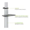 Suporte de chão com carrinho Techly para TV LCD/LED 37-86 polegadas, 200 x 200 mm, 600 x 400 mm, -10 - 5°, 180°, alumínio, plástico, aço, preto, cinzento