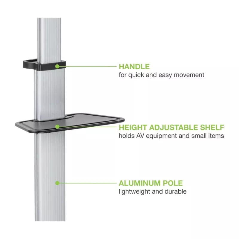 Suporte de chão com carrinho Techly para TV LCD/LED 37-86 polegadas, 200 x 200 mm, 600 x 400 mm, -10 - 5°, 180°, alumínio, plástico, aço, preto, cinzento
