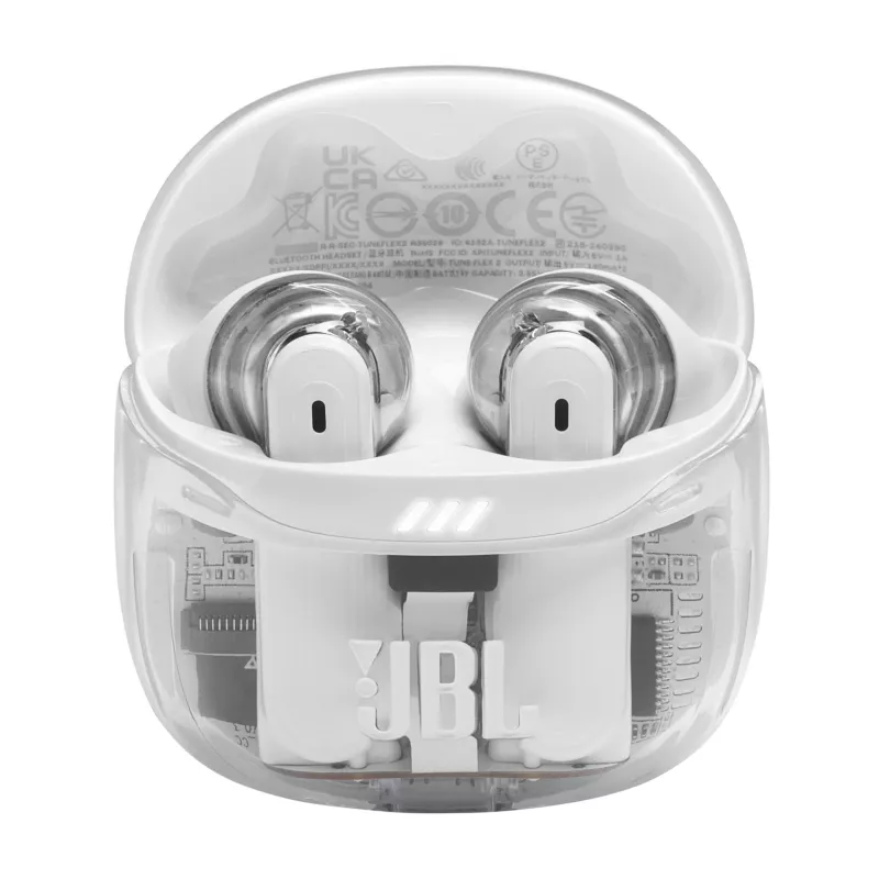 Headset JBL Tune Flex 2 Ghost Edition — True Wireless (TWS) In-Ear, Bluetooth, 20–20000 Hz, branco