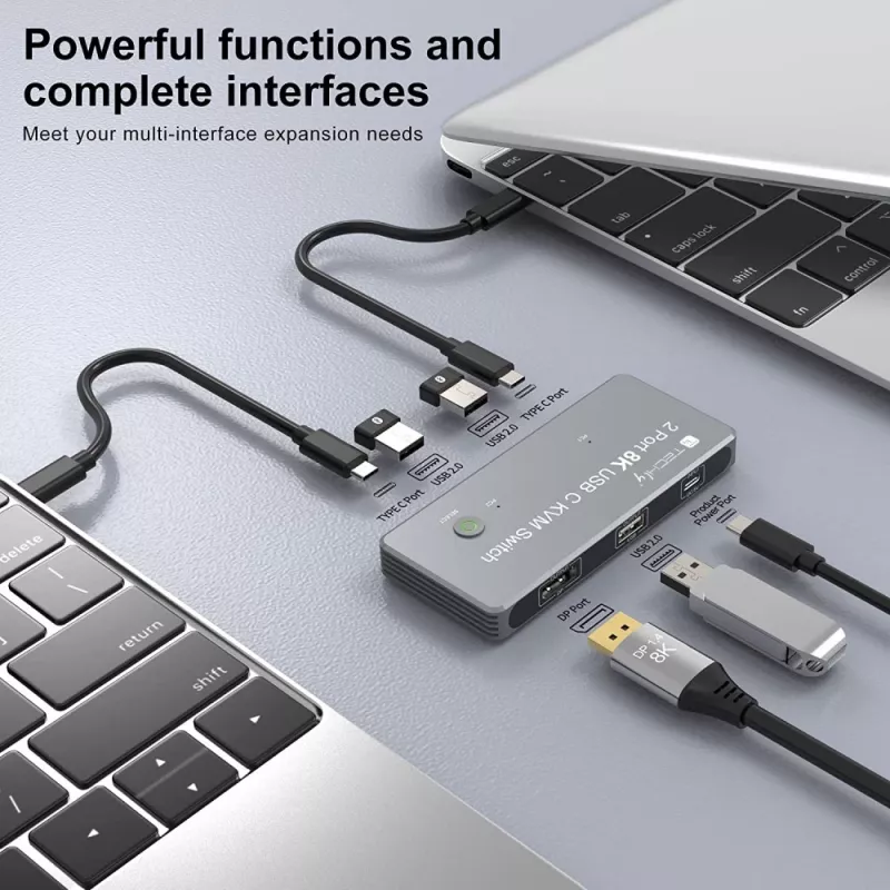 Comutador KVM Techly IDATA KVM-DPC8K cinzento