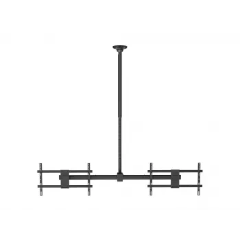 Suporte de teto para dois ecrãs EQUIP 81,3 cm – 152,4 cm (32 polegadas–60 polegadas) (VESA 200x200–600x400, máx. 80 kg, orientável ±180°), preto