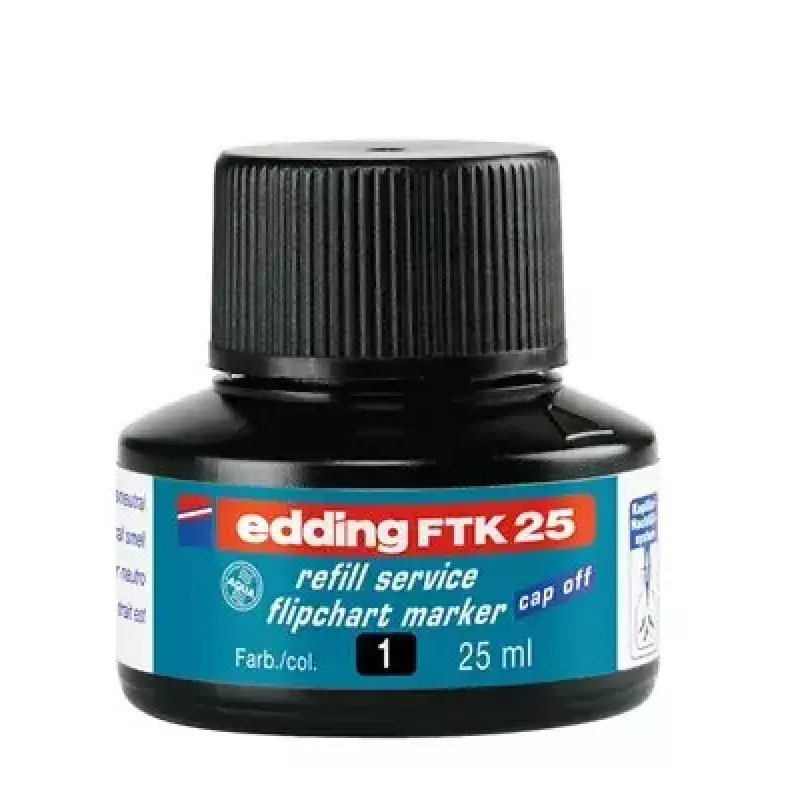 Tinta de recarga para marcador Edding ED-FTK25-001, tinta preta, 25 ml, 1 unid.