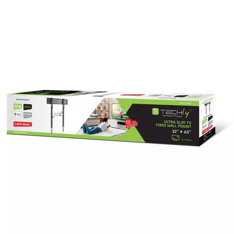Suporte de parede/estante para TV Techly ICA-PLB 734F 165,1 cm (65 polegadas) preto