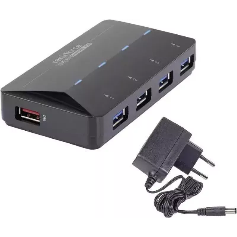 Hub de interface Renkforce RF-3806031 USB 3.2 Gen 1 Type-B preto