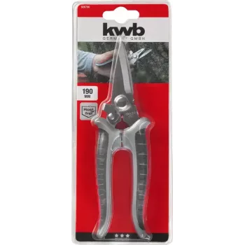 Tesoura para relva KWB 926790 cabo longo lâmina reta 190 mm