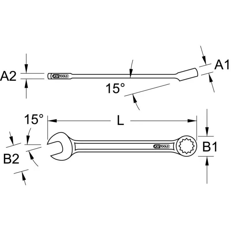 Chave combinada KS Tools 517.0610, 10 mm, cromo-vanádio, 140 mm de comprimento