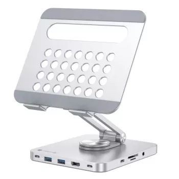 Estação de acoplamento Techly 8-em-1 USB-C com suporte para tablet