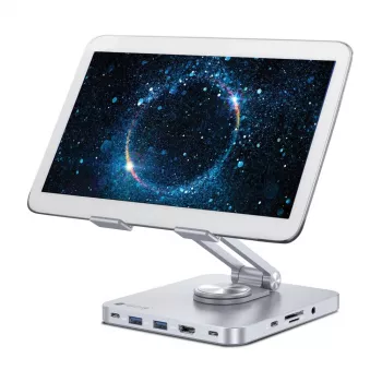 Estação de acoplamento Techly 8-em-1 USB-C com suporte para tablet