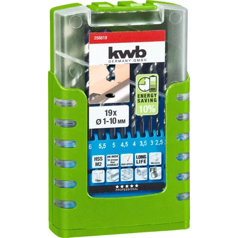 Conjunto de brocas KWB 258819 19 peças rotação à direita