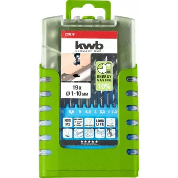 Conjunto de brocas KWB 258819 19 peças rotação à direita