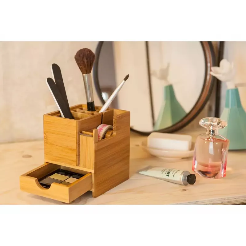 Porta-canetas WEDO 61 1707 em bambu — 103×103×117 mm