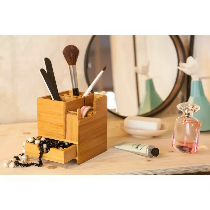 Porta-canetas WEDO 61 1707 em bambu — 103×103×117 mm