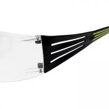 Óculos de segurança 3M SF4000CC1 — óculos de proteção em plástico, lentes transparentes, preto/verde