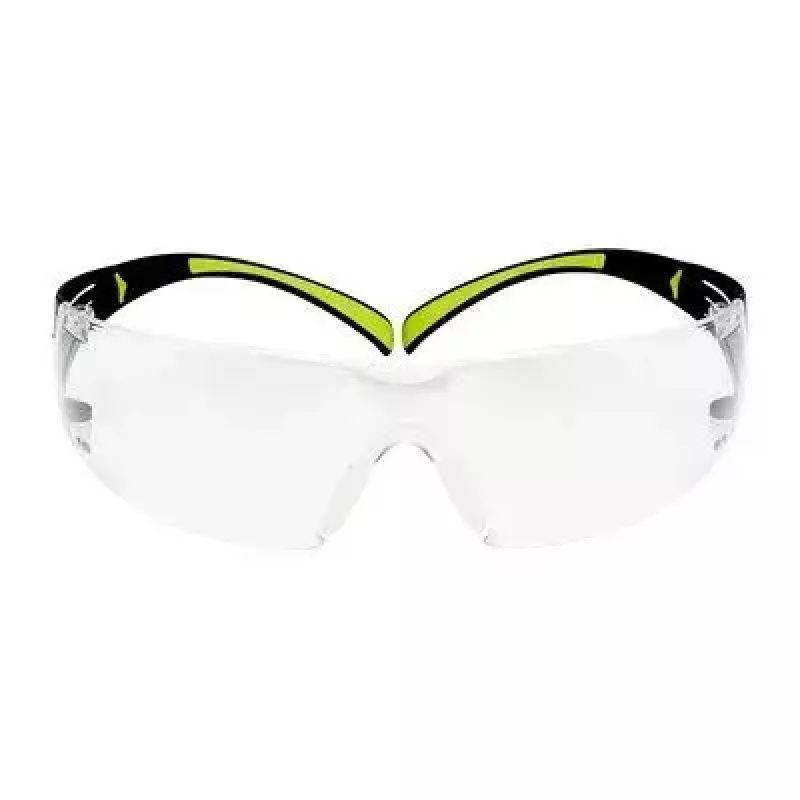 Óculos de segurança 3M SF4000CC1 — óculos de proteção em plástico, lentes transparentes, preto/verde