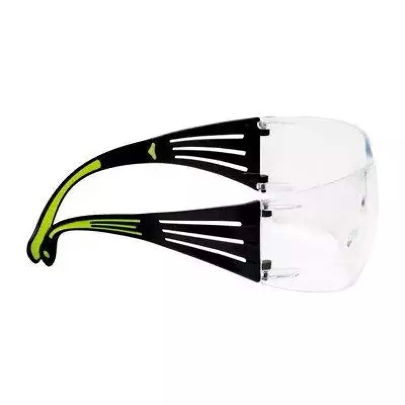 Óculos de segurança 3M SF4000CC1 — óculos de proteção em plástico, lentes transparentes, preto/verde