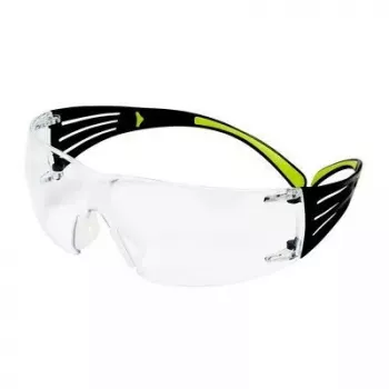 Óculos de segurança 3M SF4000CC1 — óculos de proteção em plástico, lentes transparentes, preto/verde