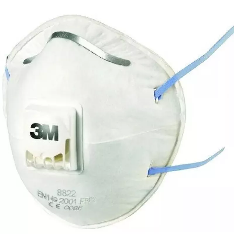 Máscara antipoeiras 3M 8822C3 FFP2, branca, semifacial filtrante, pack de 3