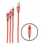 shiverpeaks BASIC-S Cabo de carregamento 3 em 1, USB-A para Micro-B + USB-C + 8 pinos, vermelho, 1,2 m
