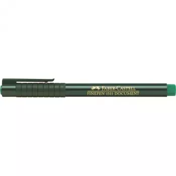 Caneta fineliner Faber-Castell 151163 — tinta verde, corpo preto, forma redonda, 1 unid.