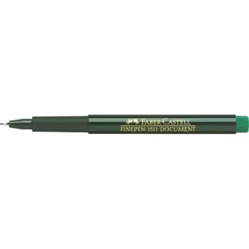Caneta fineliner Faber-Castell 151163 — tinta verde, corpo preto, forma redonda, 1 unid.