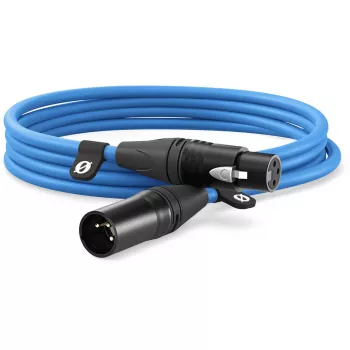 Cabo XLR Rode XLR3M-B 3 m — cabo de microfone macho para fêmea, azul