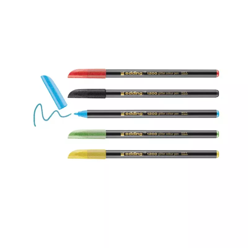 Marcador Edding 4-1200-5-3 aqua preto verde-claro vermelho amarelo ponta bullet