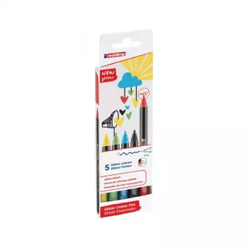 Marcador Edding 4-1200-5-3 aqua preto verde-claro vermelho amarelo ponta bullet