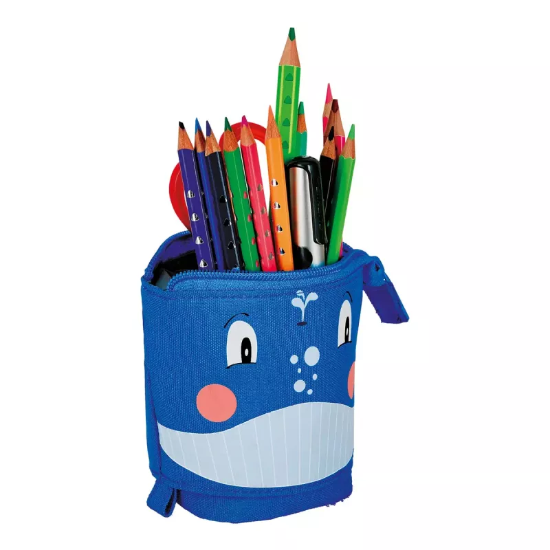 Estojo de lápis macio Herlitz Whale poliéster preto azul rosa