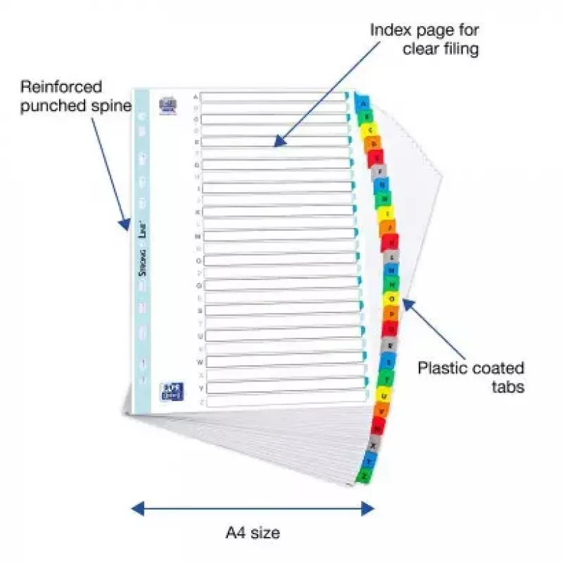 Ficheiro ELBA Mylar, A-Z, 26 peças, A4, 210 x 297 mm, separadores coloridos (596581-20)