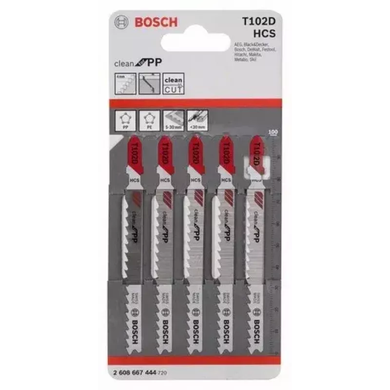 Lâmina de serra de vaivém Bosch T 102 D perfil de plástico 4 mm de passo de dente