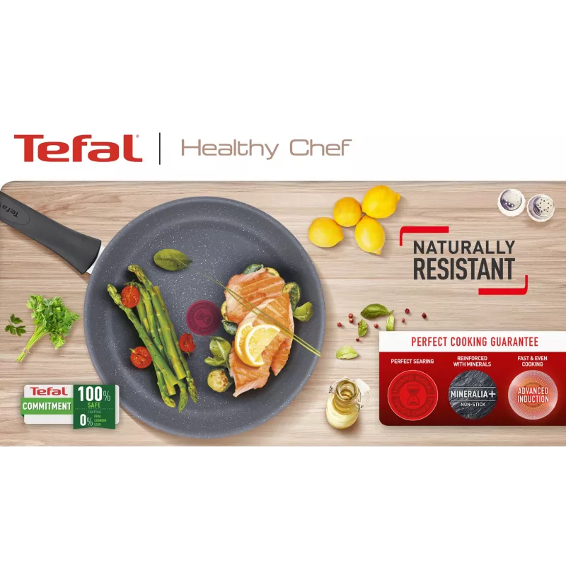 Frigideira multiusos Tefal Healthy Chef G15002 redonda 20 cm cinzento