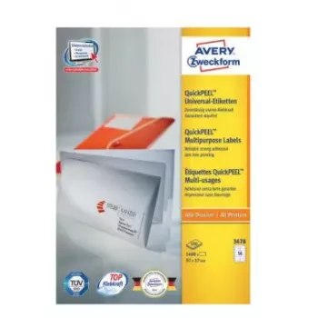 Etiquetas de endereço autoadesivas Avery Zweckform 3678 — papel branco, 9,7×3,7 cm, 1400 etiquetas (100 folhas)