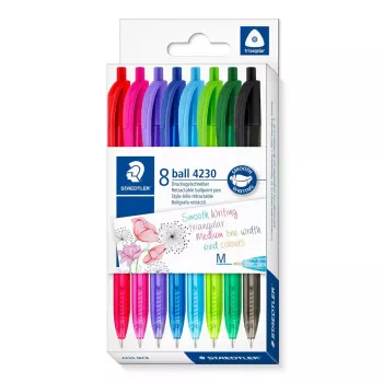 Esferográfica retrátil com clip Staedtler Ball 4230 multicolor 8 peças