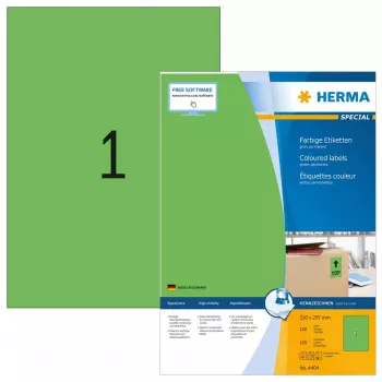 Etiquetas autocolantes para impressora HERMA Etiquetas coloridas A4 210x297 mm verde papel mate 100 unid.