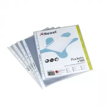 Rexel Premium A4 capas transparentes abertas em cima transparentes (100), Legal, transparente, polipropileno (PP), formato vertical, 0,08 mm, 255 mm