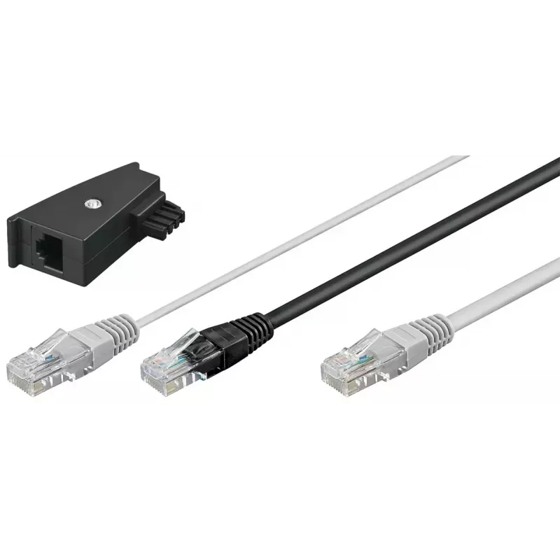 Goobay 95286 cabo adaptador TAE, 2x RJ45 para RJ45 (8P8C) / TAE-F, 3 m, preto/cinzento