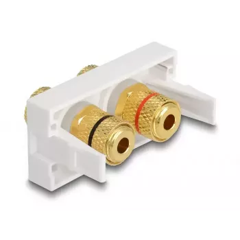 Delock Easy 45 módulo Snap-in, 2 x Binding Post, anel de cor vermelho/preto, branco RAL 9003 (81397)