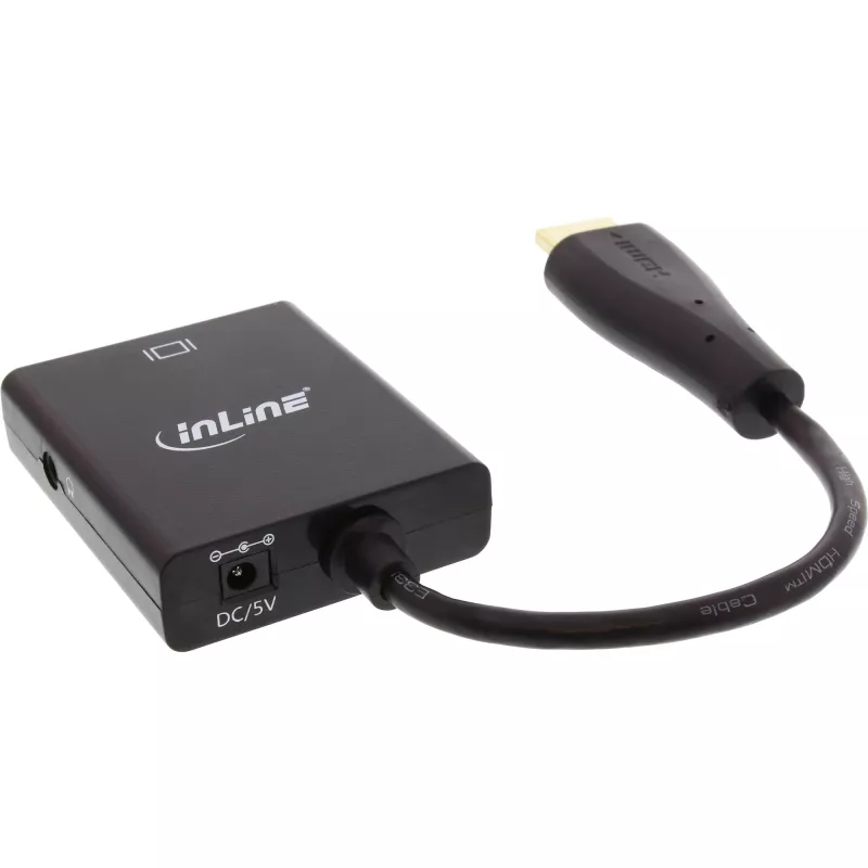 Conversor InLine HDMI para VGA com entrada de áudio saída HDMI VGA e áudio estéreo