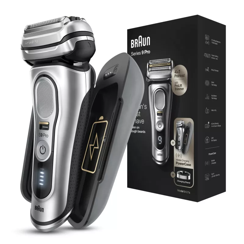 Braun Series 9 Pro 81744531 máquina de barbear homem máquina de barbear de lâminas aparador prateado