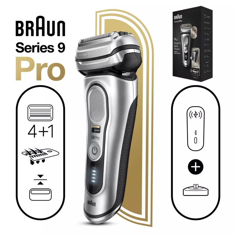 Braun Series 9 Pro 81744531 máquina de barbear homem máquina de barbear de lâminas aparador prateado
