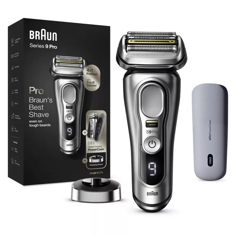 Braun Series 9 Pro 81744531 máquina de barbear homem máquina de barbear de lâminas aparador prateado