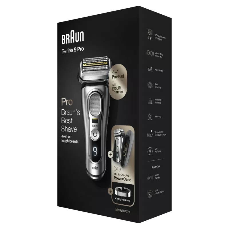 Braun Series 9 Pro 81744531 máquina de barbear homem máquina de barbear de lâminas aparador prateado