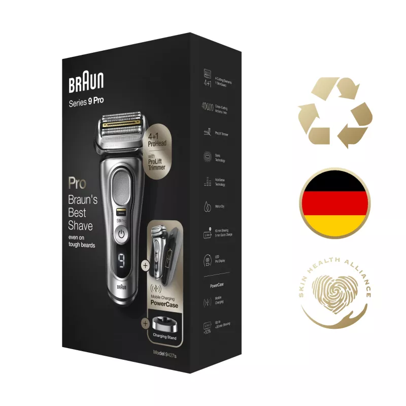Braun Series 9 Pro 81744531 máquina de barbear homem máquina de barbear de lâminas aparador prateado