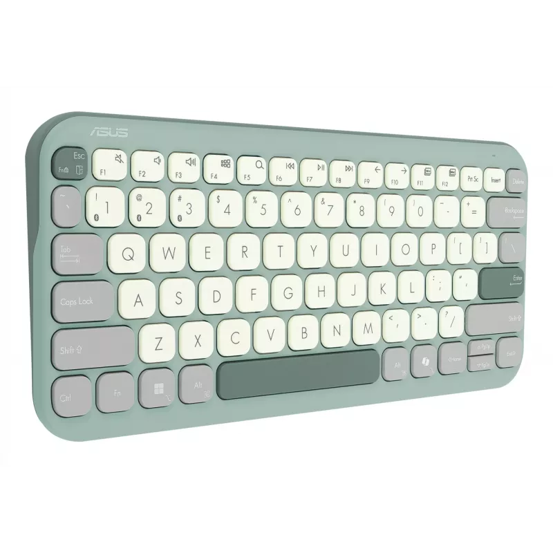 ASUS Marshmallow KW100 90XB0880-BKB200 teclado, disposição alemã QWERTZ, mecanismo de tesoura, tecla Copilot, verde
