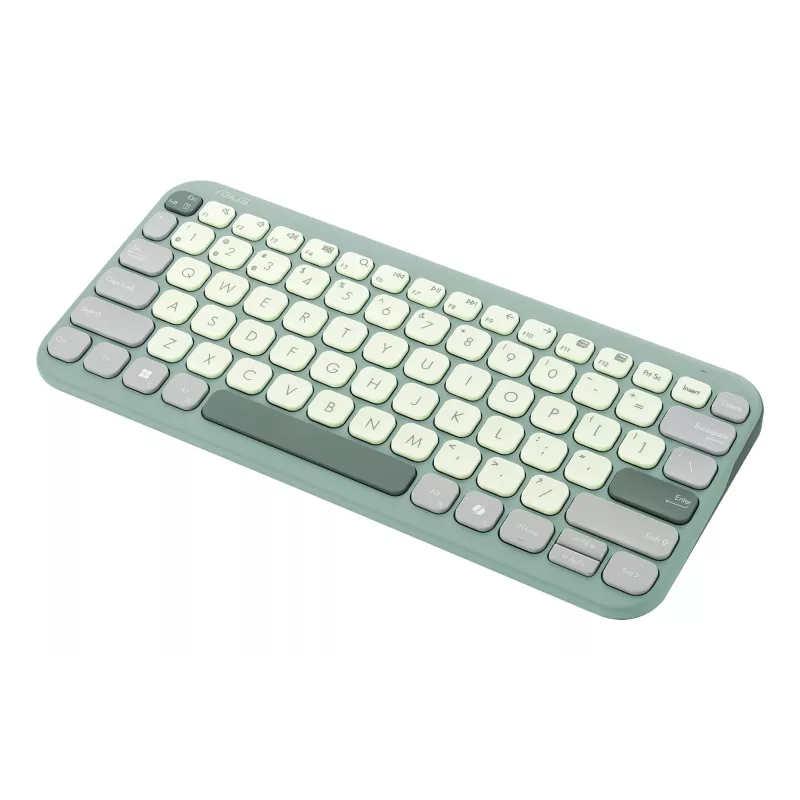 ASUS Marshmallow KW100 90XB0880-BKB200 teclado, disposição alemã QWERTZ, mecanismo de tesoura, tecla Copilot, verde