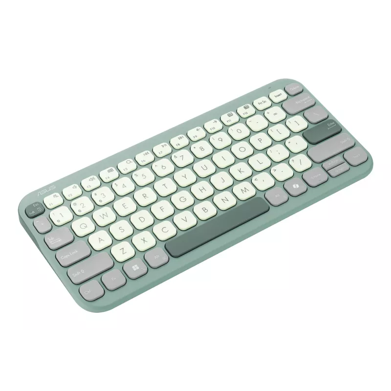 ASUS Marshmallow KW100 90XB0880-BKB200 teclado, disposição alemã QWERTZ, mecanismo de tesoura, tecla Copilot, verde