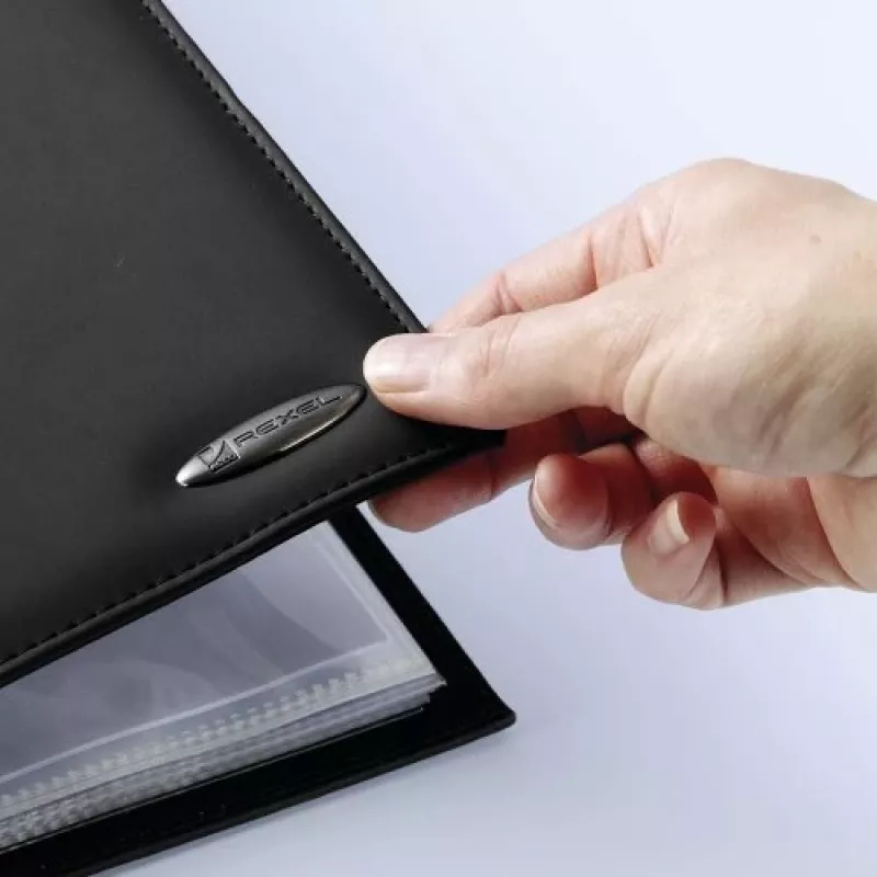 Livro de exposição A4 Rexel Soft Touch Smooth 24 bolsas preto, preto, 24 bolsas, A4, 530 g, 237 mm, 324 mm