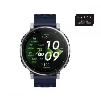 Smartwatch Amazfit W2558GL2N — 1,32 polegadas (3,35 cm) AMOLED 466×466 px, GPS, 365 mAh, bracelete de silicone (azul)
